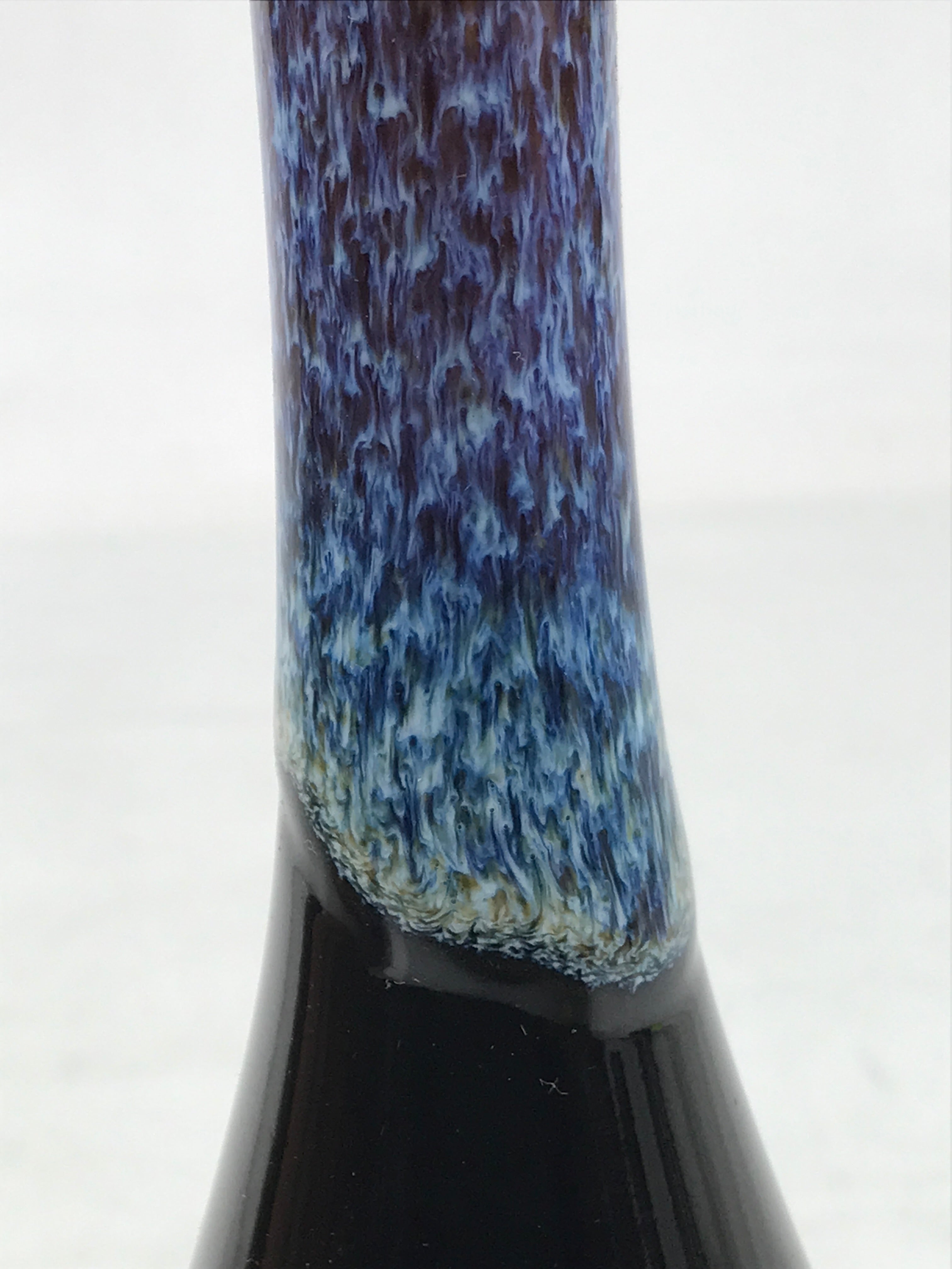 Japanese Porcelain Flower Vase Ikebana Kabin Crane Neck Karatsu Glaze Blue FK167