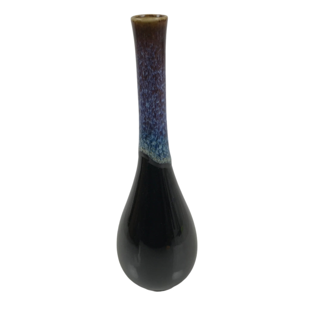 Japanese Porcelain Flower Vase Ikebana Kabin Crane Neck Karatsu Glaze Blue FK167