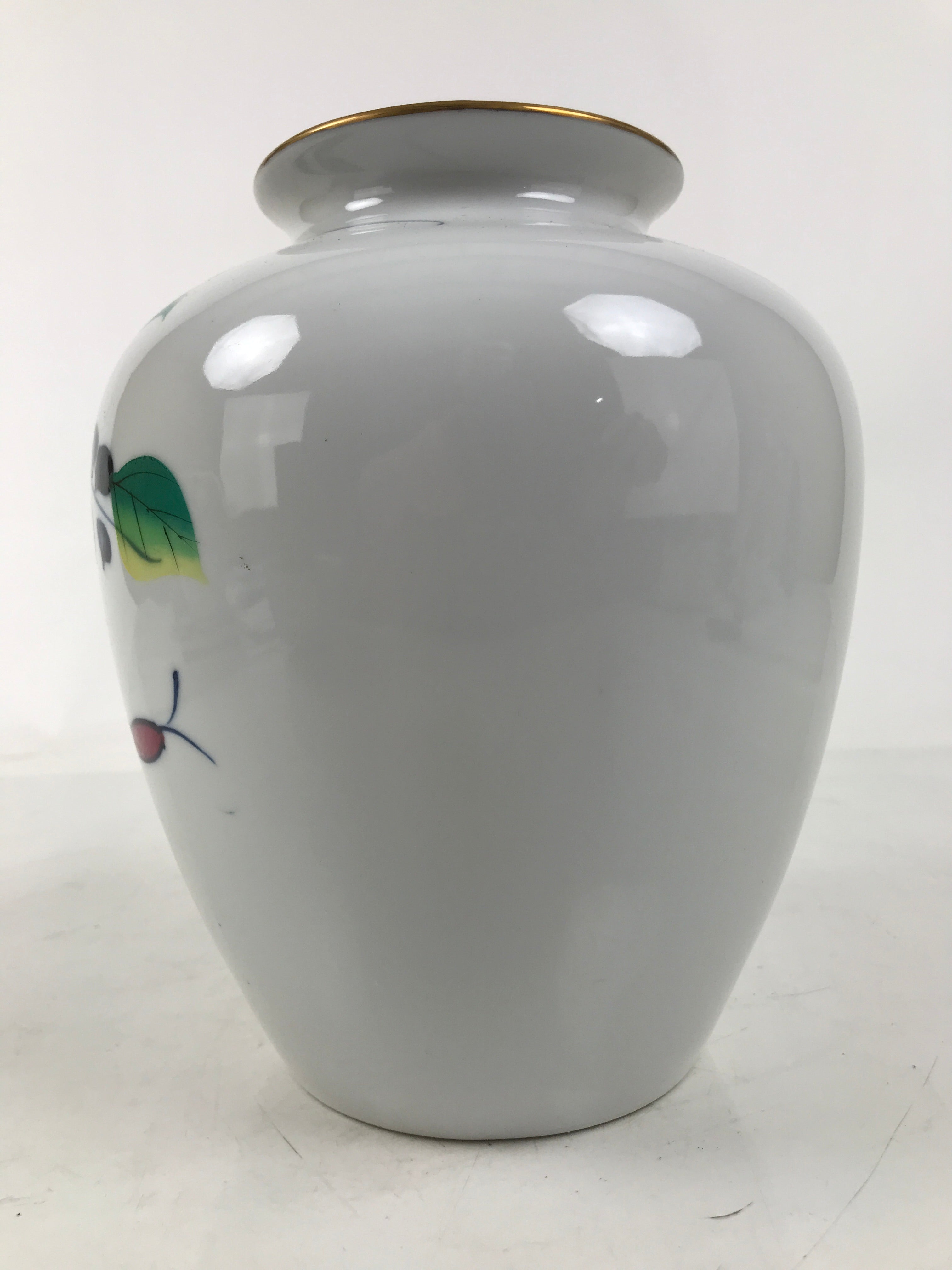 Japanese Porcelain Flower Vase Ikebana Kabin Peony White Red Hand-Painted FK176
