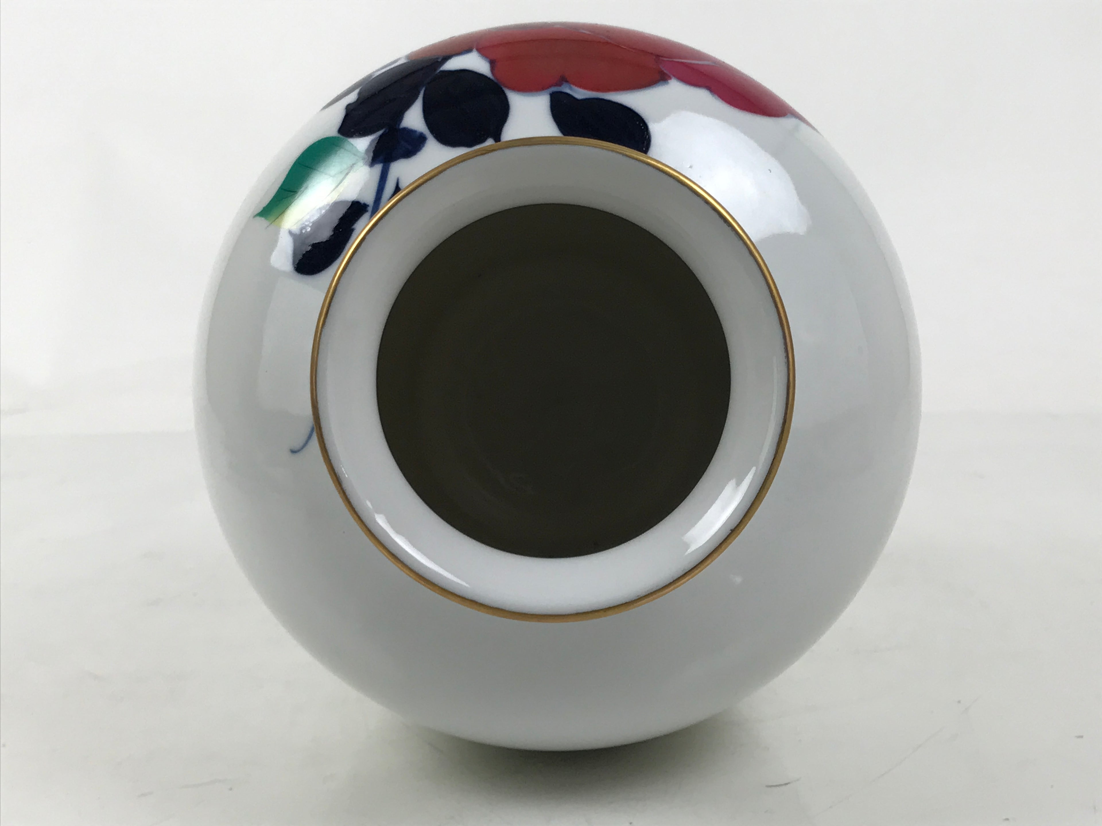 Japanese Porcelain Flower Vase Ikebana Kabin Peony White Red Hand-Painted FK176