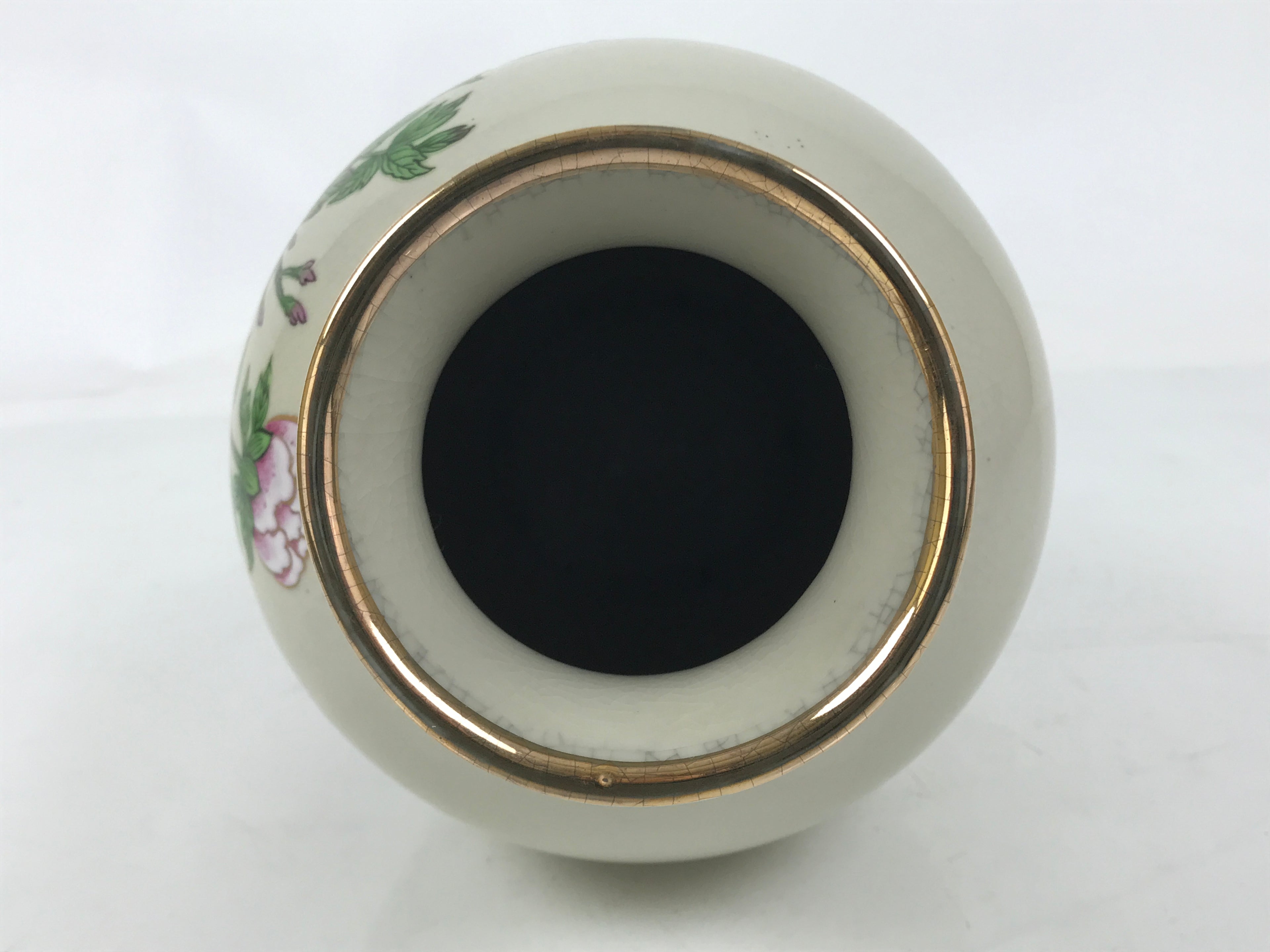 Japanese Porcelain Flower Vase Ikebana Kabin Peony White Red Hand-Painted FK182