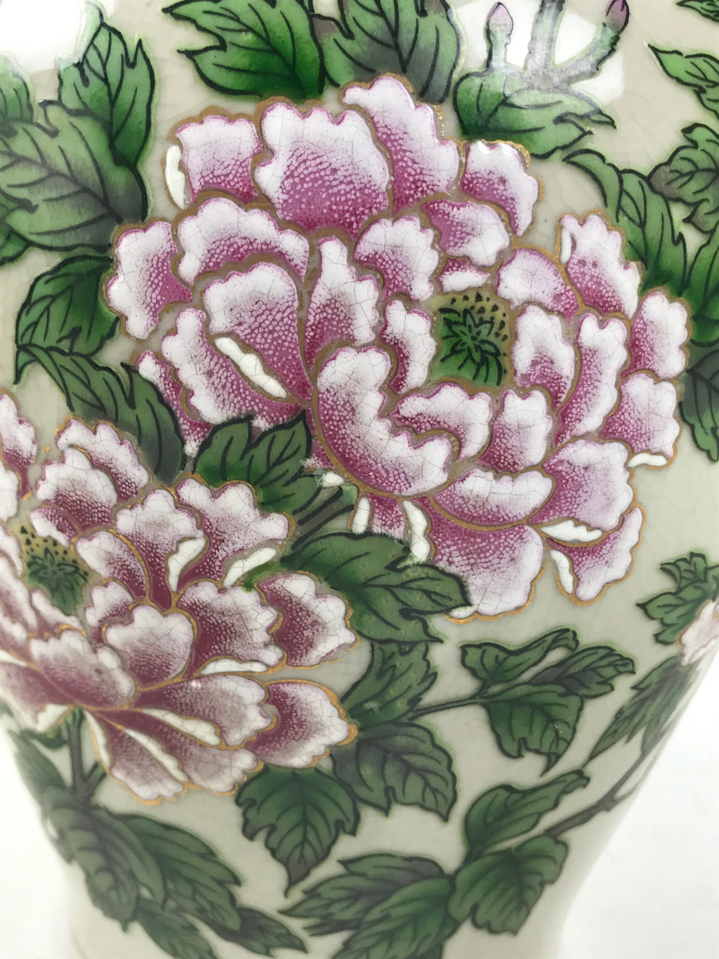 Japanese Porcelain Flower Vase Ikebana Kabin Peony White Red Hand-Painted FK182