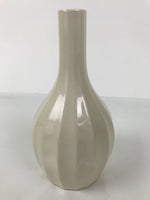 Japanese Porcelain Flower Vase Ikebana Kabin Vtg Off-White Crackle Glaze FK211