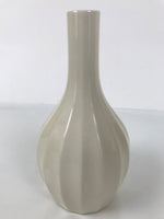 Japanese Porcelain Flower Vase Ikebana Kabin Vtg Off-White Crackle Glaze FK211