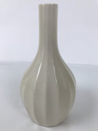 Japanese Porcelain Flower Vase Ikebana Kabin Vtg Off-White Crackle Glaze FK211
