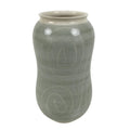 Japanese Porcelain Flower Vase Ikebana Kabin Vtg Swirl Gourd Light Gray FK183