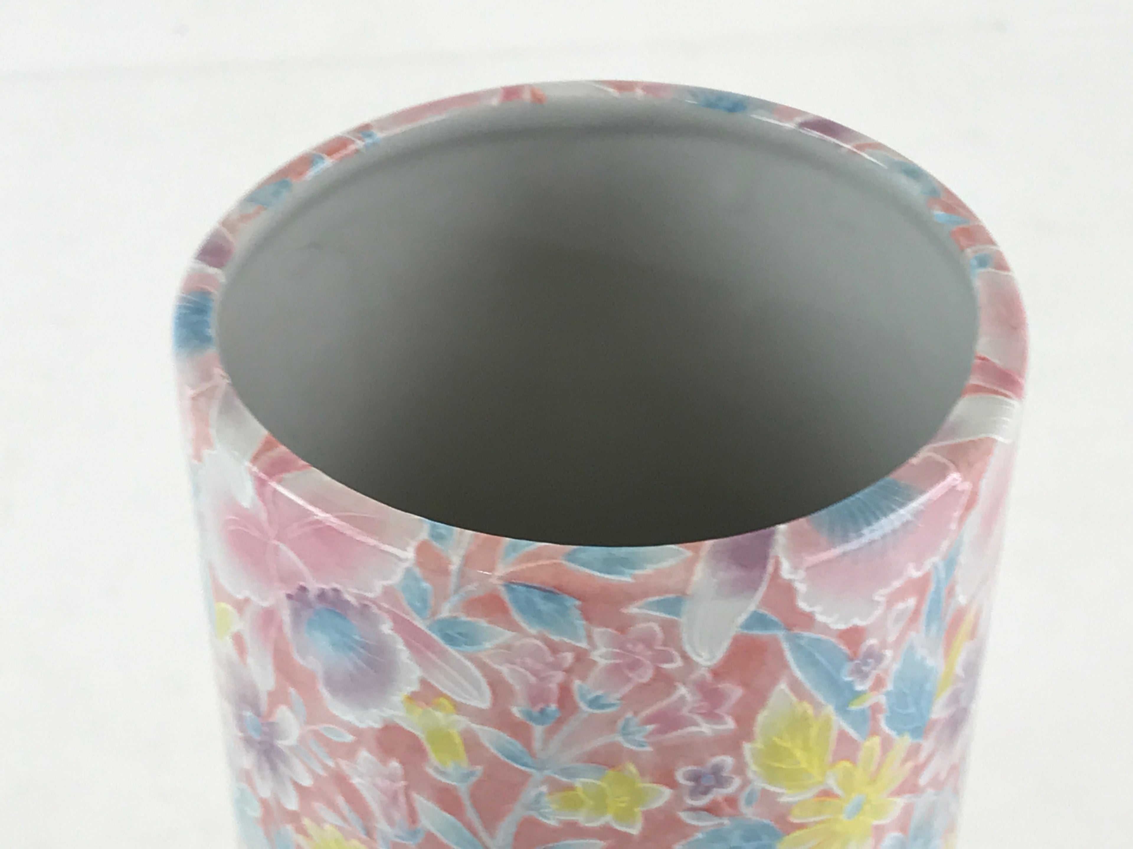 Japanese Porcelain Flower Vase Kabin Floral Pattern Ikebana Pink FK20
