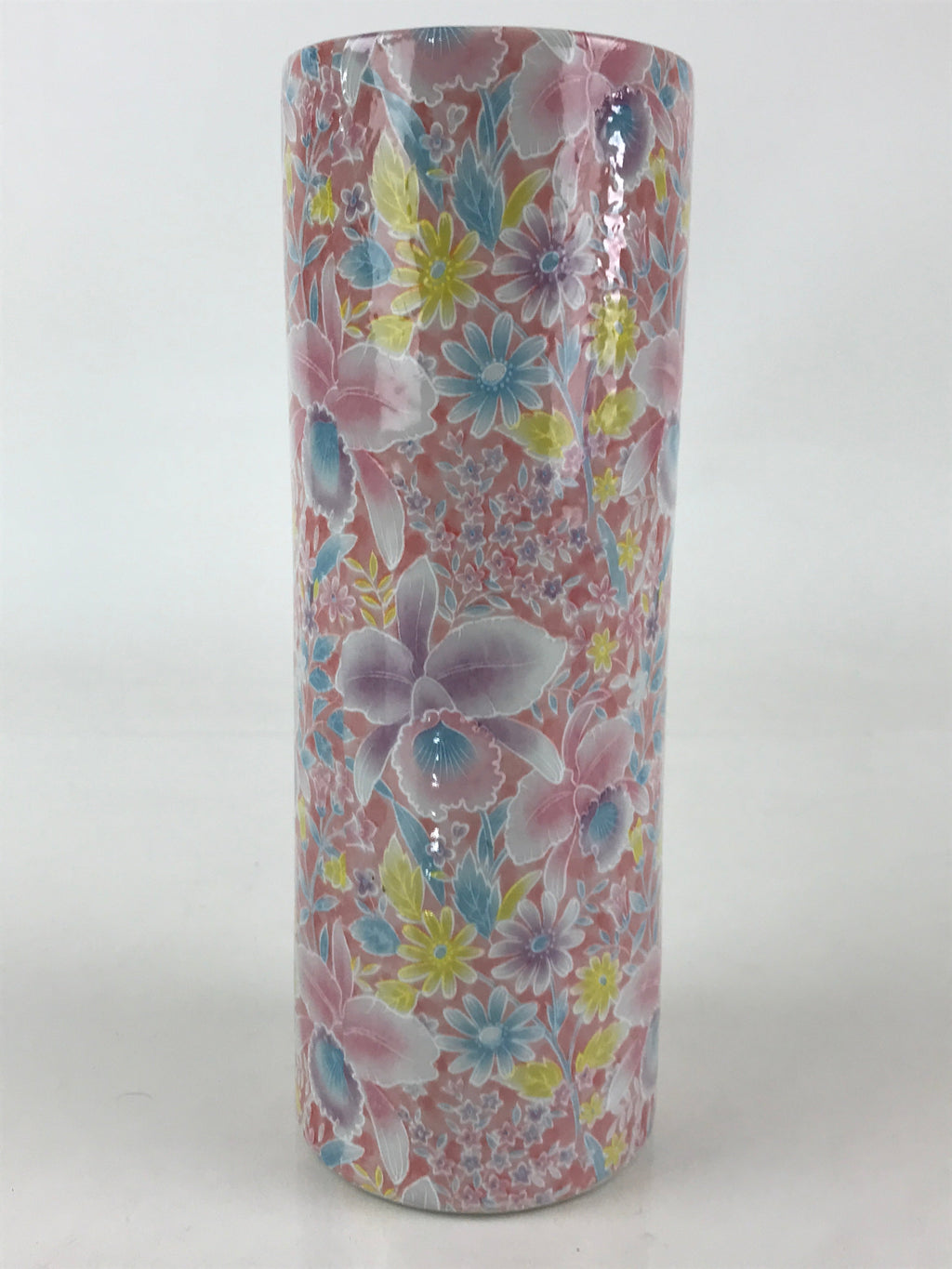 Japanese Porcelain Flower Vase Kabin Floral Pattern Ikebana Pink FK20