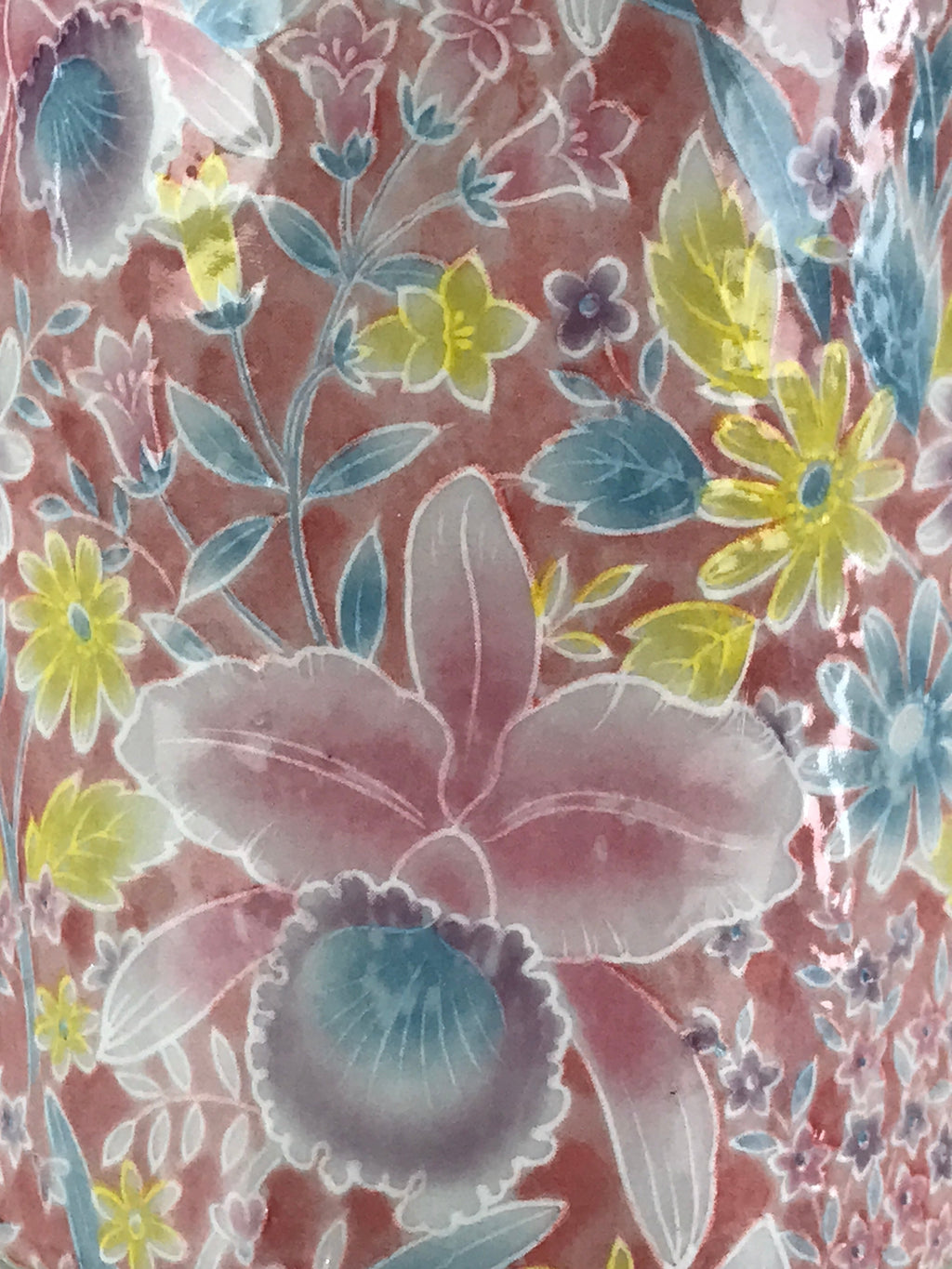 Japanese Porcelain Flower Vase Kabin Floral Pattern Ikebana Pink FK20