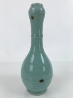 Japanese Porcelain Flower Vase Tobe Ware Vtg Tobiseiji Celadon Blue FK104