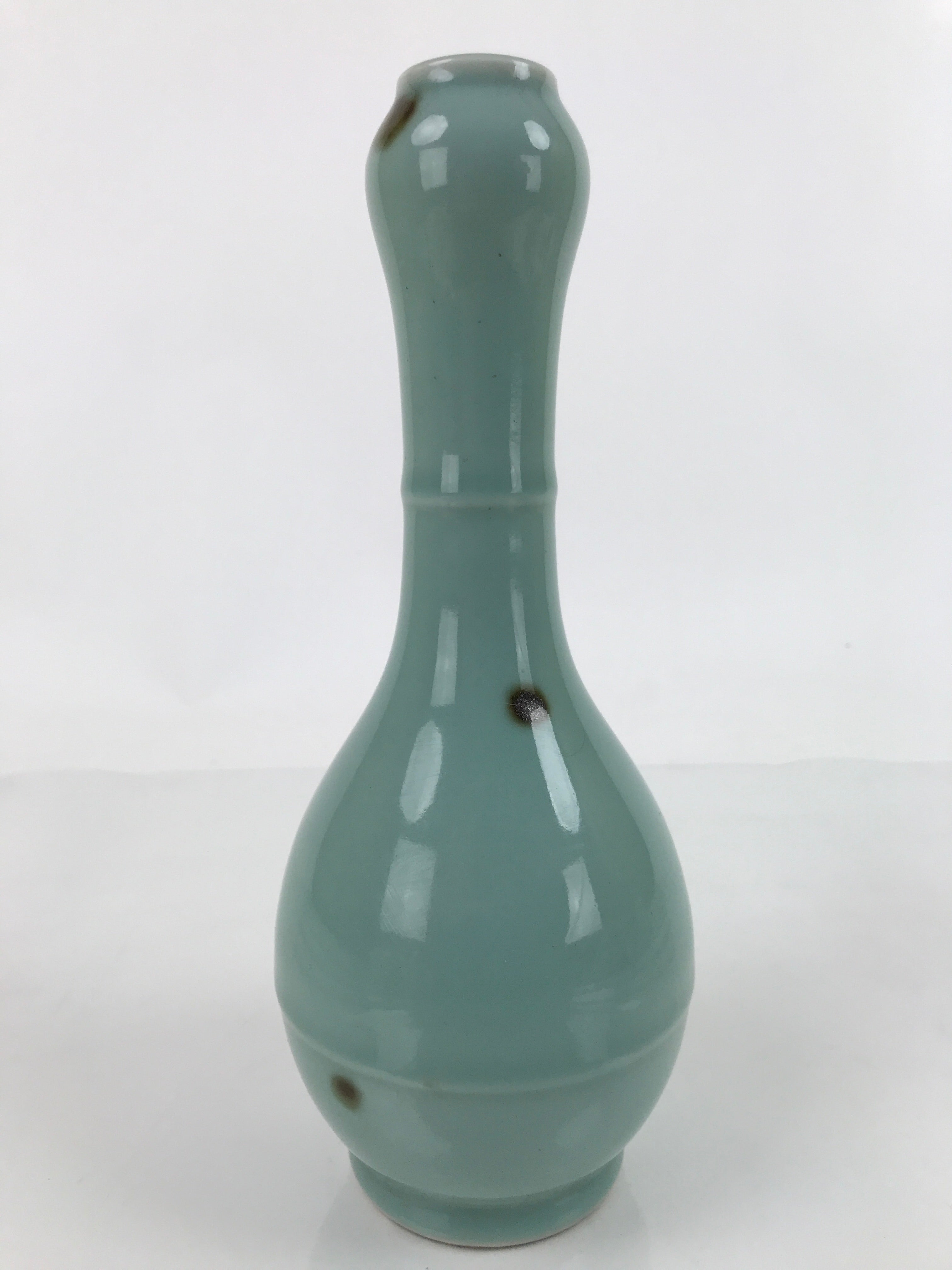 Japanese Porcelain Flower Vase Tobe Ware Vtg Tobiseiji Celadon Blue FK104