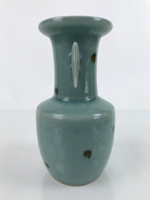 Japanese Porcelain Flower Vase Tobe Ware Vtg Tobiseiji Celadon Fish Ear FK103