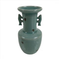 Japanese Porcelain Flower Vase Tobe Ware Vtg Tobiseiji Celadon Fish Ear FK103