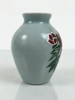 Japanese Porcelain Flower Vase Vtg Celadon Green Kabin Seiji Peony Floral FK235