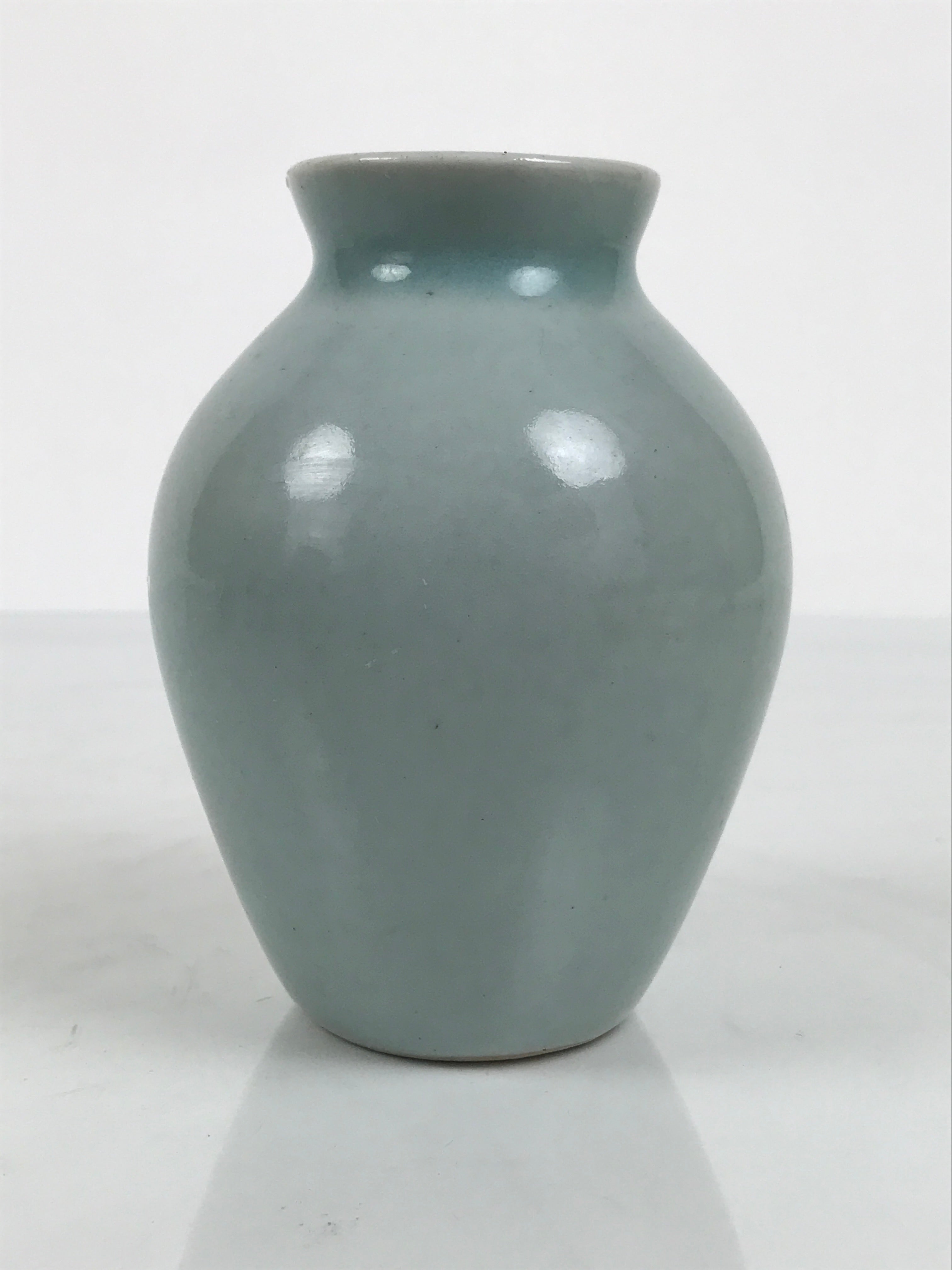 Japanese Porcelain Flower Vase Vtg Celadon Green Kabin Seiji Peony Floral FK235