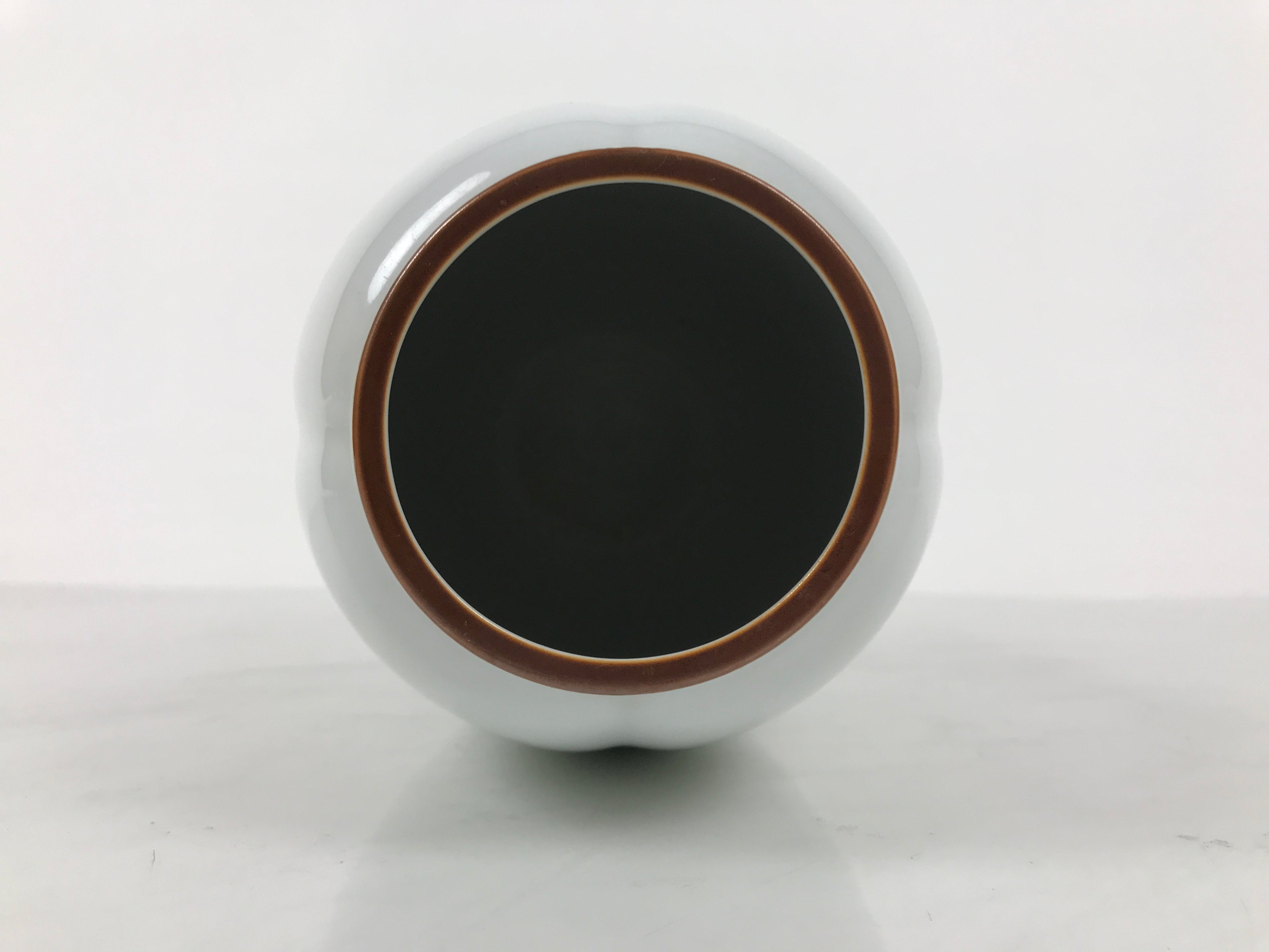 Japanese Porcelain Flower Vase Vtg Ikebana Arrangement Kabin Brown White FK226