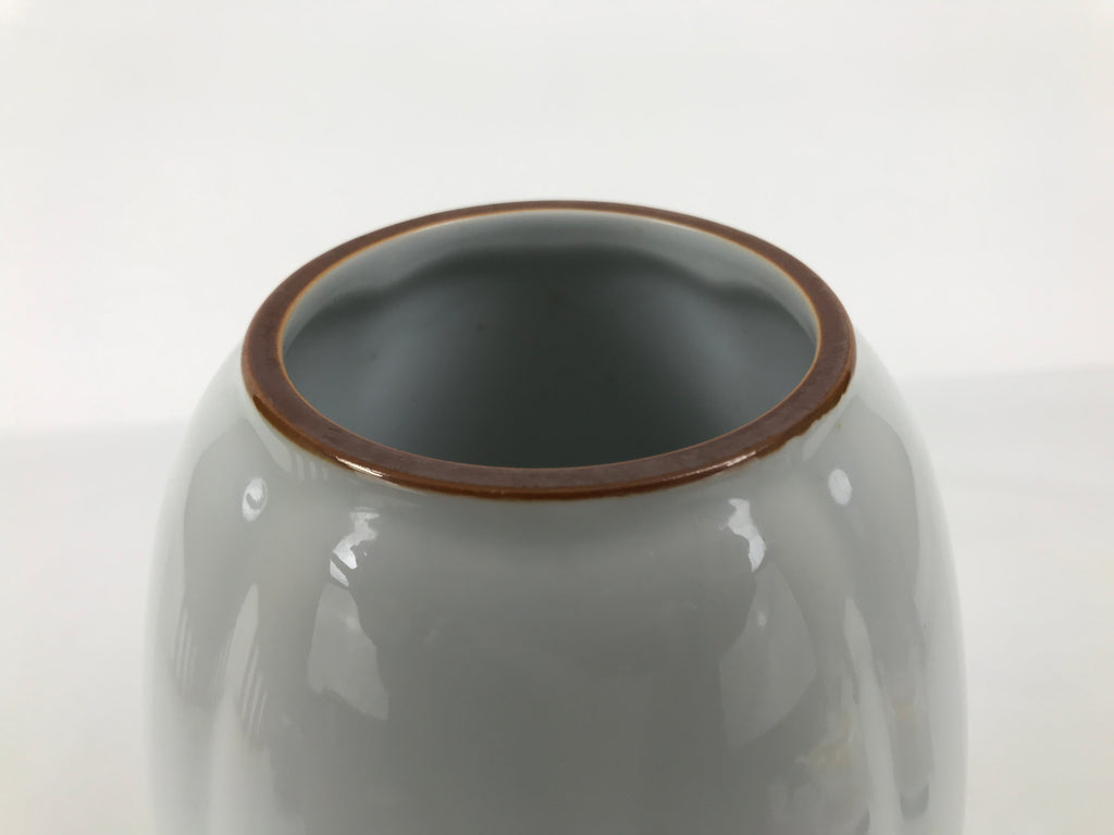 Japanese Porcelain Flower Vase Vtg Ikebana Arrangement Kabin Brown White FK226