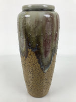 Japanese Porcelain Flower Vase Vtg Ikebana Kabin Brown Gray Ash Glaze FK223