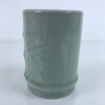 Japanese Porcelain Flower Vase Vtg Ikebana Kabin Celadon Bamboo Green FK152