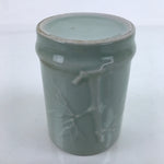 Japanese Porcelain Flower Vase Vtg Ikebana Kabin Celadon Bamboo Green FK152