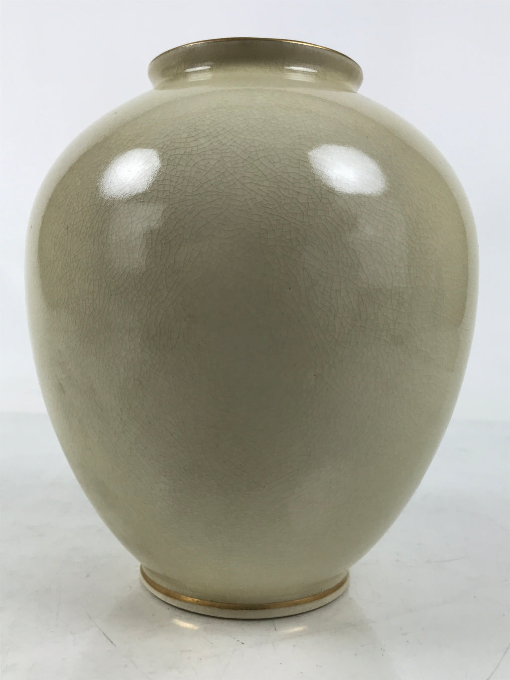 Japanese Porcelain Flower Vase Vtg Ikebana Kabin Chrysanthemum Beige Red FK175