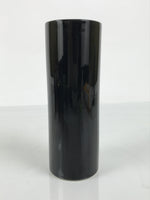 Japanese Porcelain Flower Vase Vtg Ikebana Kabin Glossy Black Cylinder FK234