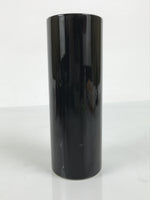 Japanese Porcelain Flower Vase Vtg Ikebana Kabin Glossy Black Cylinder FK234