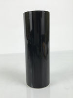 Japanese Porcelain Flower Vase Vtg Ikebana Kabin Glossy Black Cylinder FK234