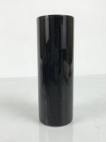 Japanese Porcelain Flower Vase Vtg Ikebana Kabin Glossy Black Cylinder FK234