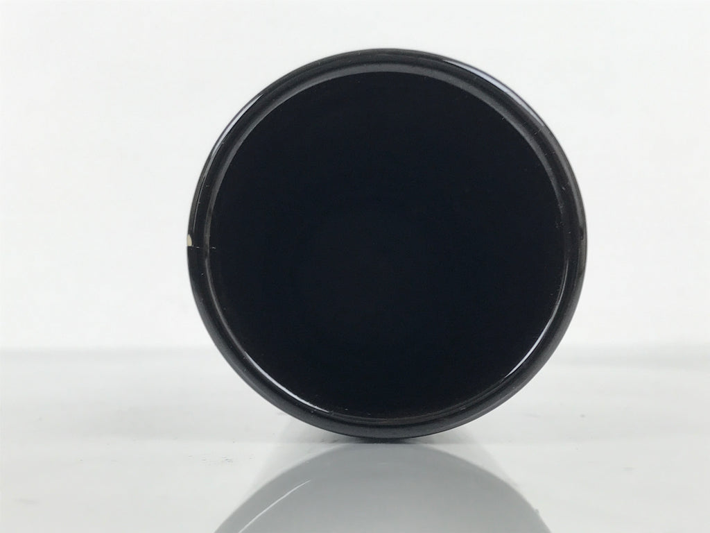 Japanese Porcelain Flower Vase Vtg Ikebana Kabin Glossy Black Cylinder FK234