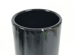 Japanese Porcelain Flower Vase Vtg Ikebana Kabin Glossy Black Cylinder FK234