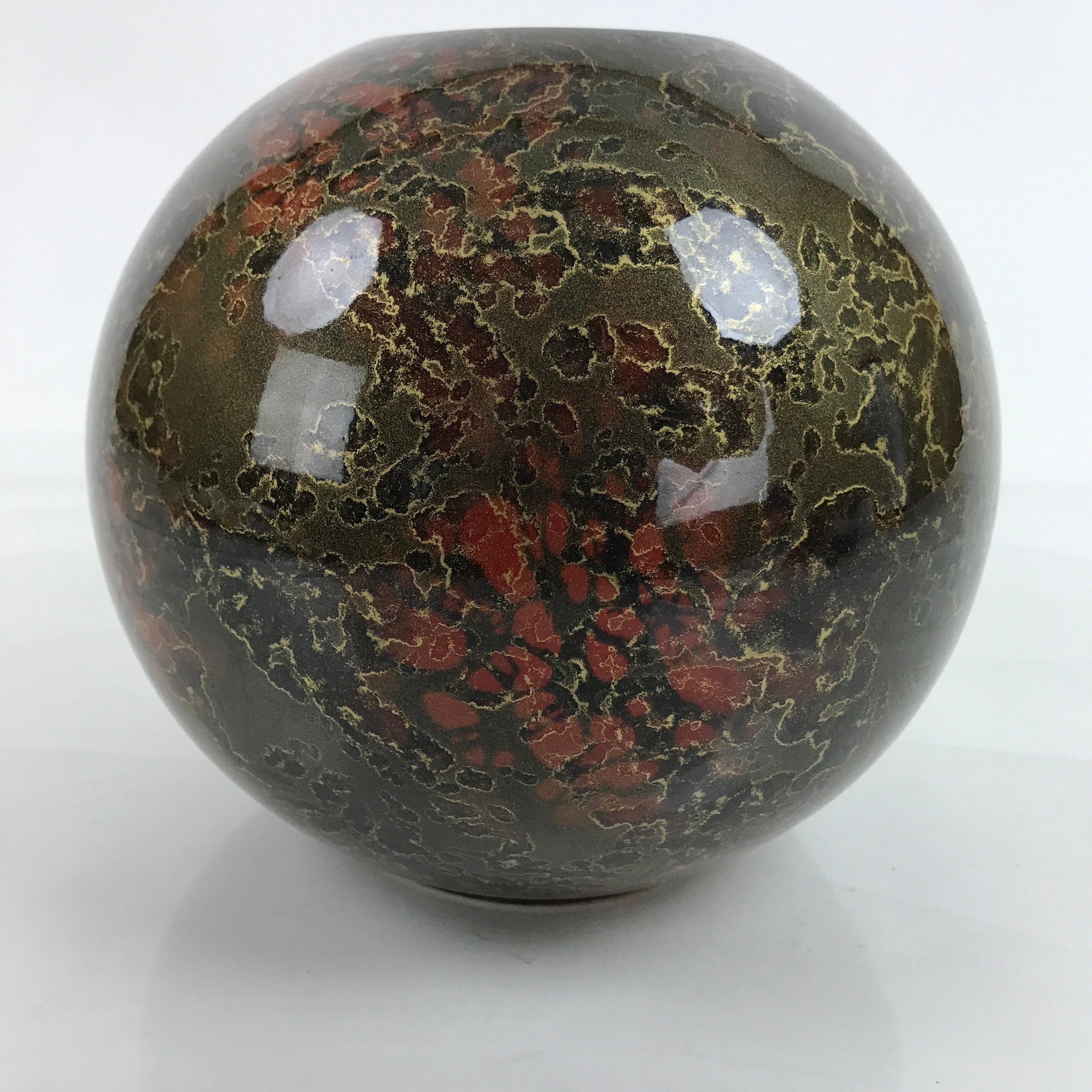 Japanese Porcelain Flower Vase Vtg Ikebana Kabin Gold Brown FK140