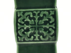 Japanese Porcelain Flower Vase Vtg Ikebana Kabin Green Square Crest Slim FK178