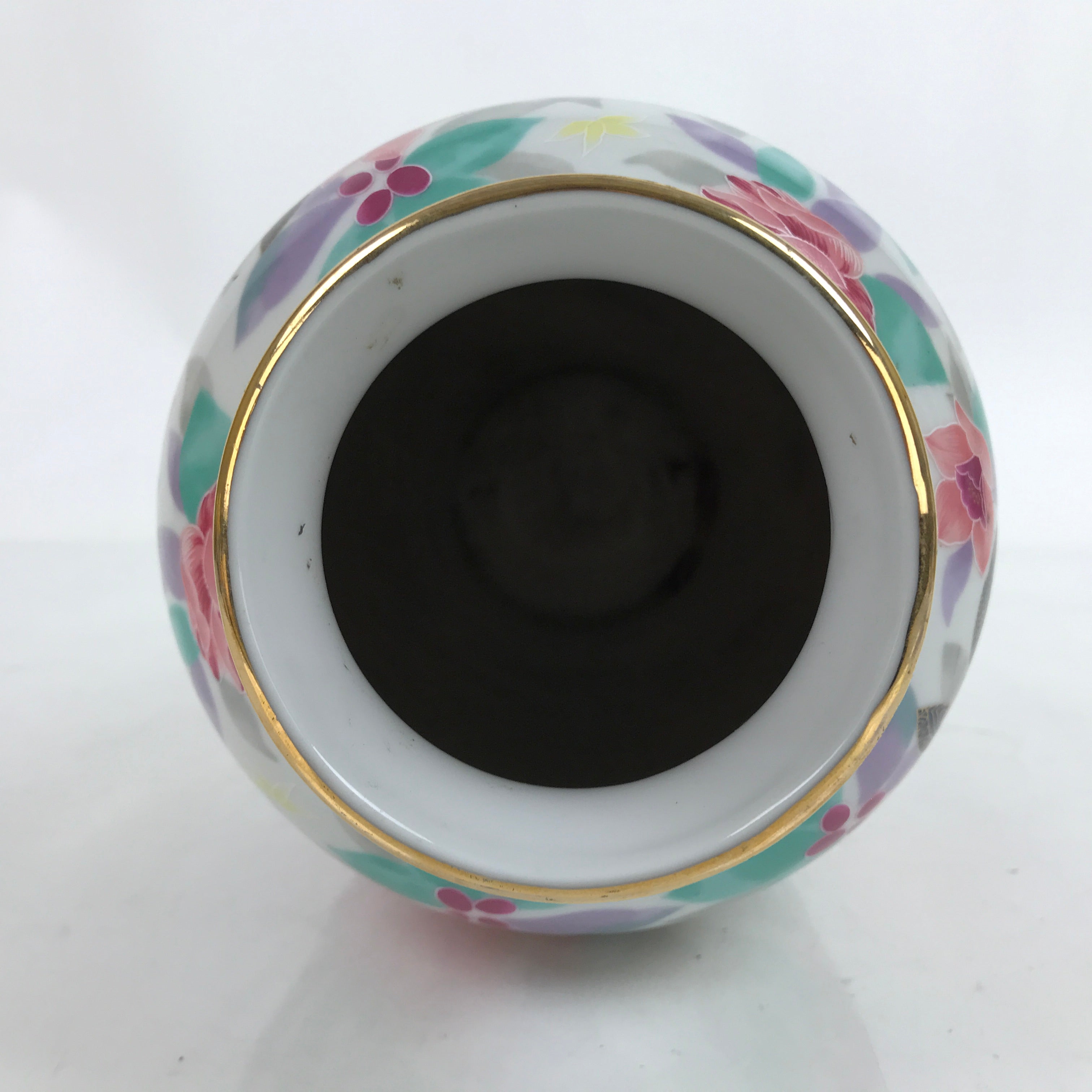 Japanese Porcelain Flower Vase Vtg Ikebana Kabin Pink Camellia Tsubaki FK132
