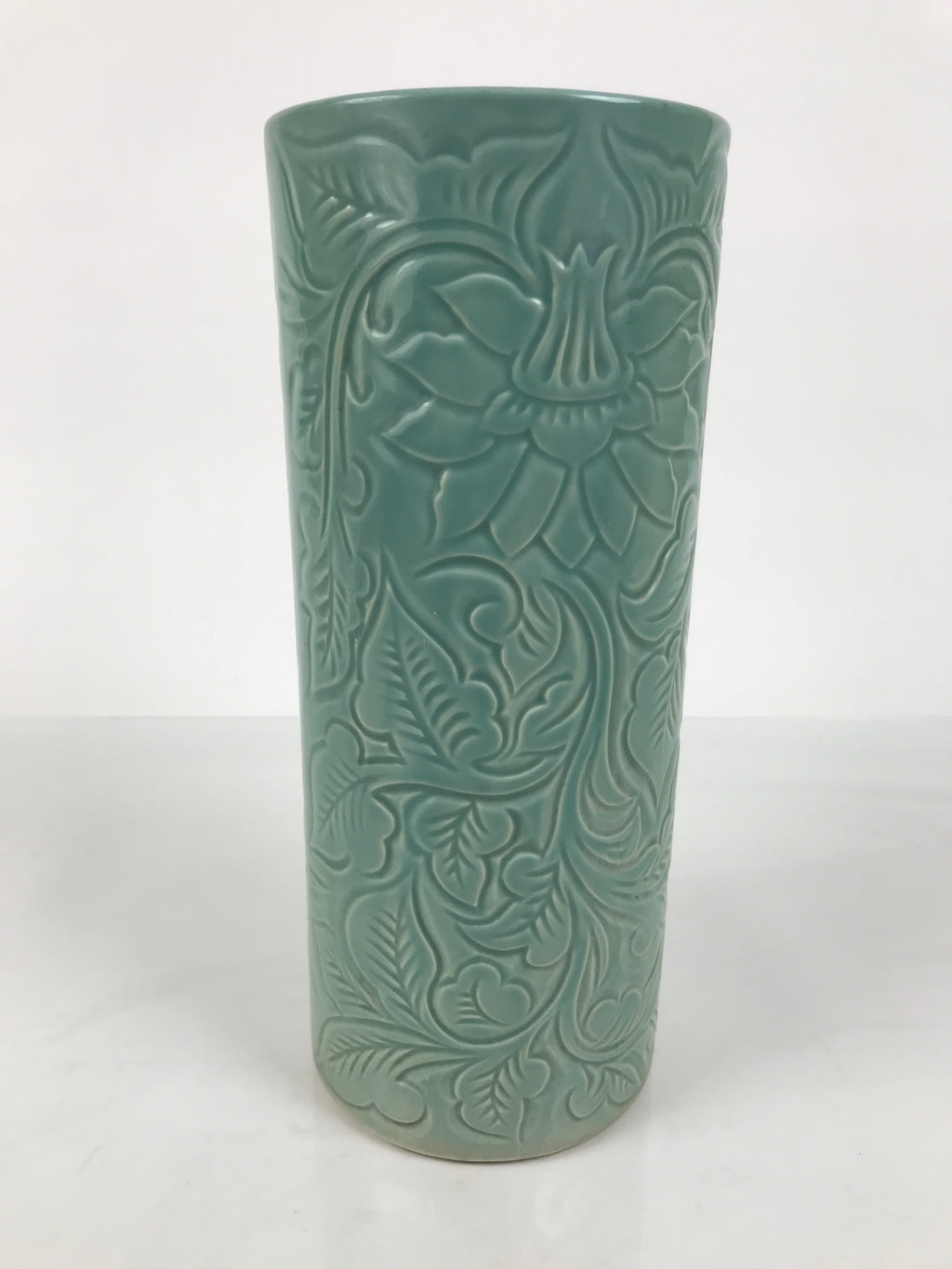 Japanese Porcelain Flower Vase Vtg Ikebana Kabin Seiji Celadon Green FK227