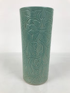 Japanese Porcelain Flower Vase Vtg Ikebana Kabin Seiji Celadon Green FK227