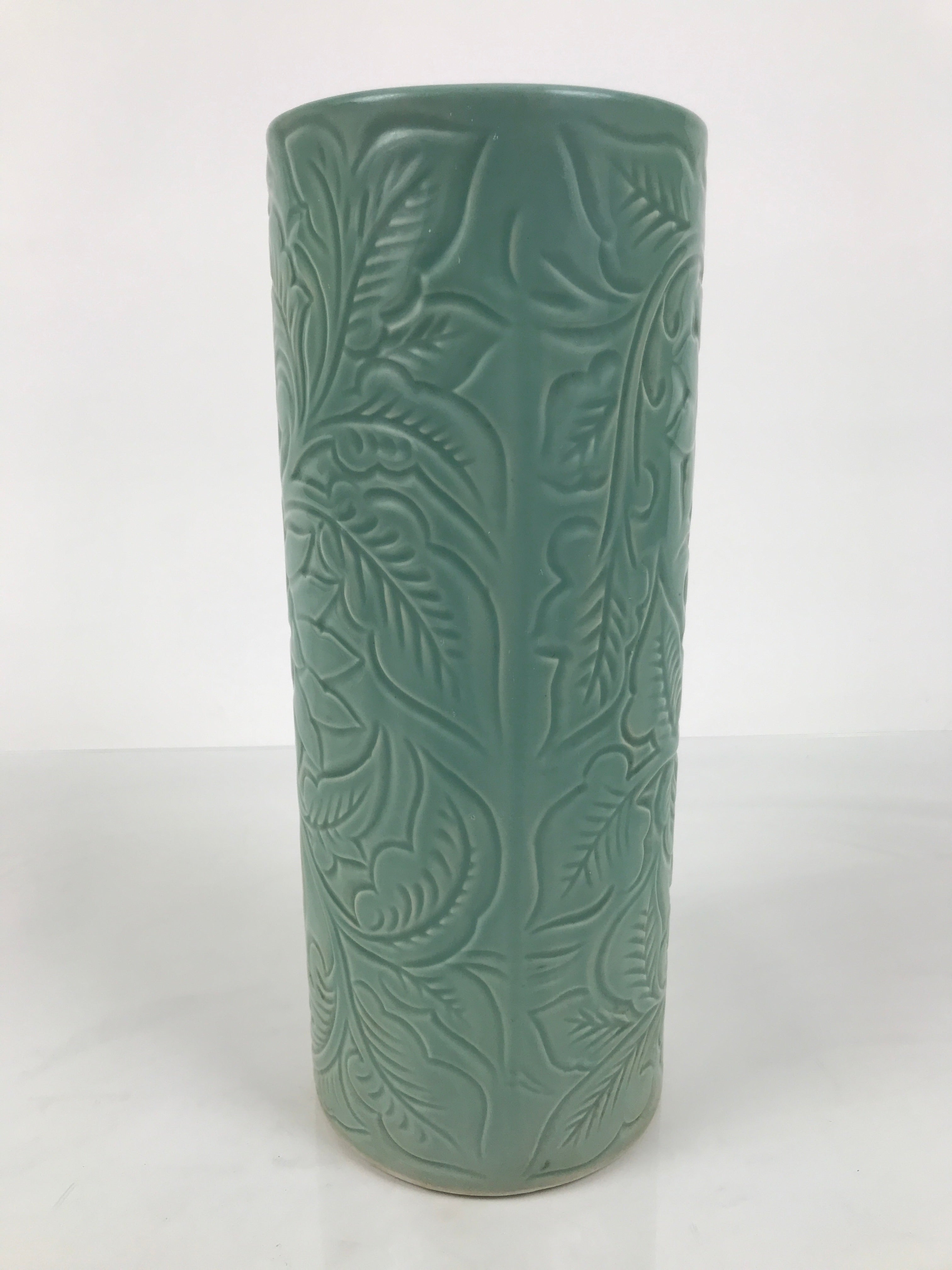 Japanese Porcelain Flower Vase Vtg Ikebana Kabin Seiji Celadon Green FK227