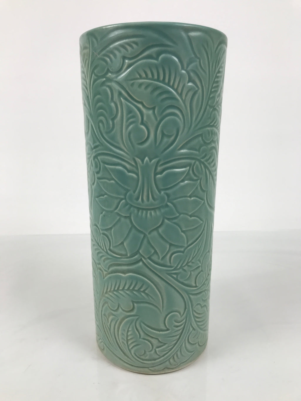 Japanese Porcelain Flower Vase Vtg Ikebana Kabin Seiji Celadon Green FK227