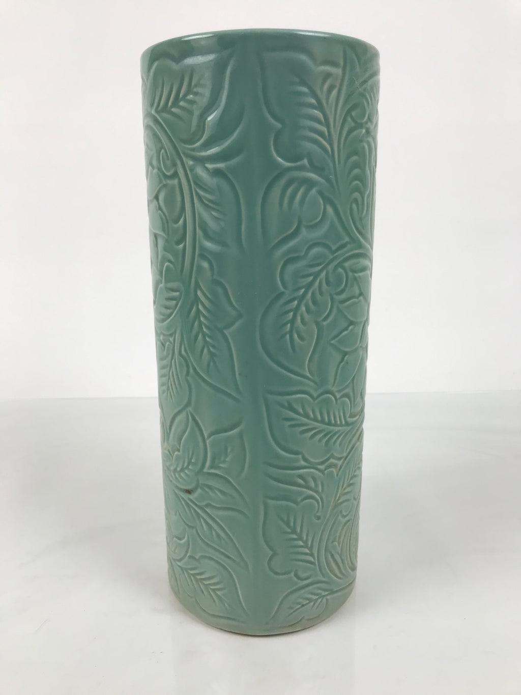 Japanese Porcelain Flower Vase Vtg Ikebana Kabin Seiji Celadon Green FK227
