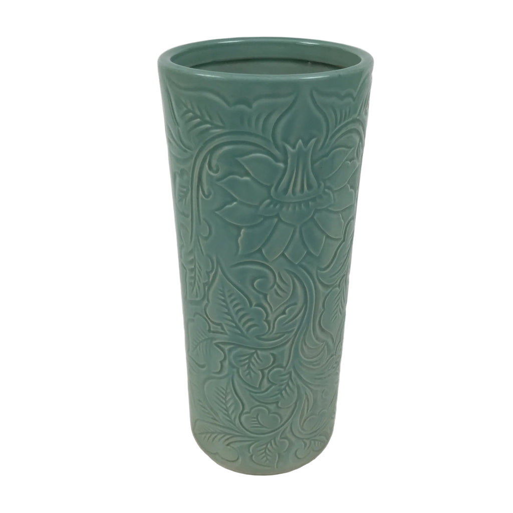 Japanese Porcelain Flower Vase Vtg Ikebana Kabin Seiji Celadon Green FK227