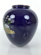 Japanese Porcelain Flower Vase Vtg Kabin Blue Peacock Bird Gold Floral FK218