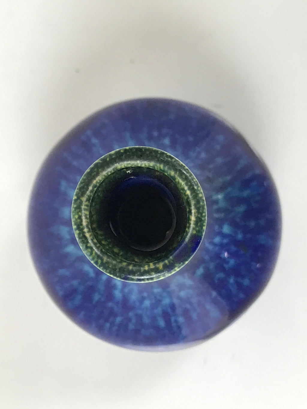 Japanese Porcelain Flower Vase Vtg Kabin Blue Yellow Long Crane Neck FK201