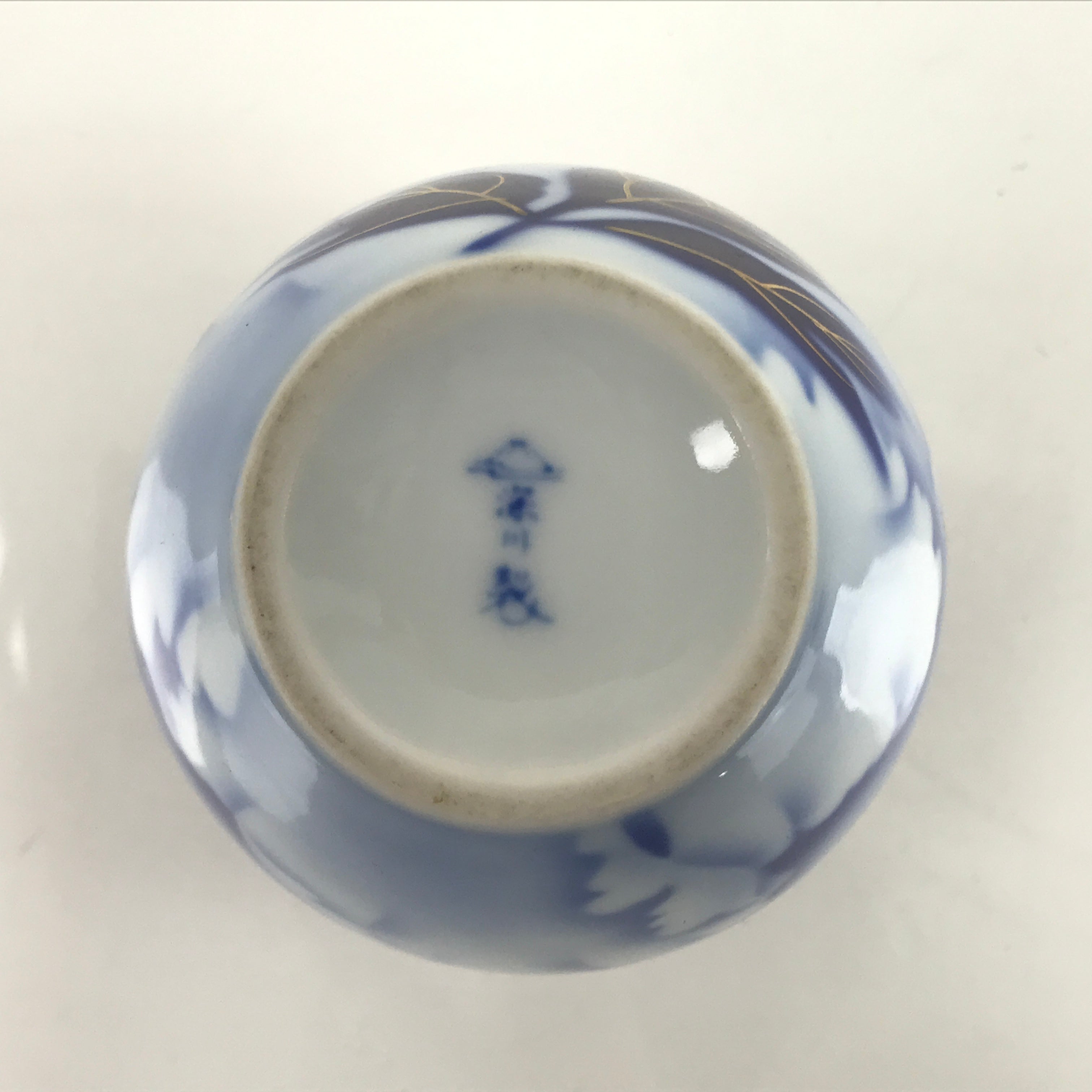 Japanese Porcelain Fragrance Decorative Pot Vtg Peony Flowers Blue Gold Y173