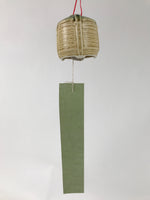 Japanese Porcelain Furin Wind Chime Vtg Green Beige Sake Barrel Komodaru DR571