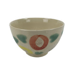 Japanese Porcelain Green Tea Bowl Matcha Chawan Vtg Beige Red Yellow CHB78