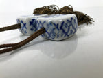 Japanese Porcelain Hanging Scroll Weights Vtg Fuchin Kakejiku Brown Tassel FC361