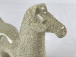 Japanese Porcelain Horse Figurine Vtg Zodiac Animal Beige Crackle Glaze BD962