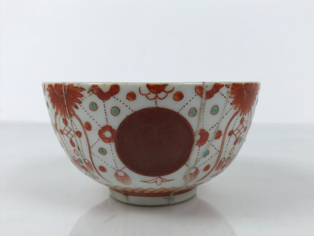 Japanese Porcelain Imari Rice Bowl Owan Akadama Yoraku Red Blue Wabi-Sabi Y483