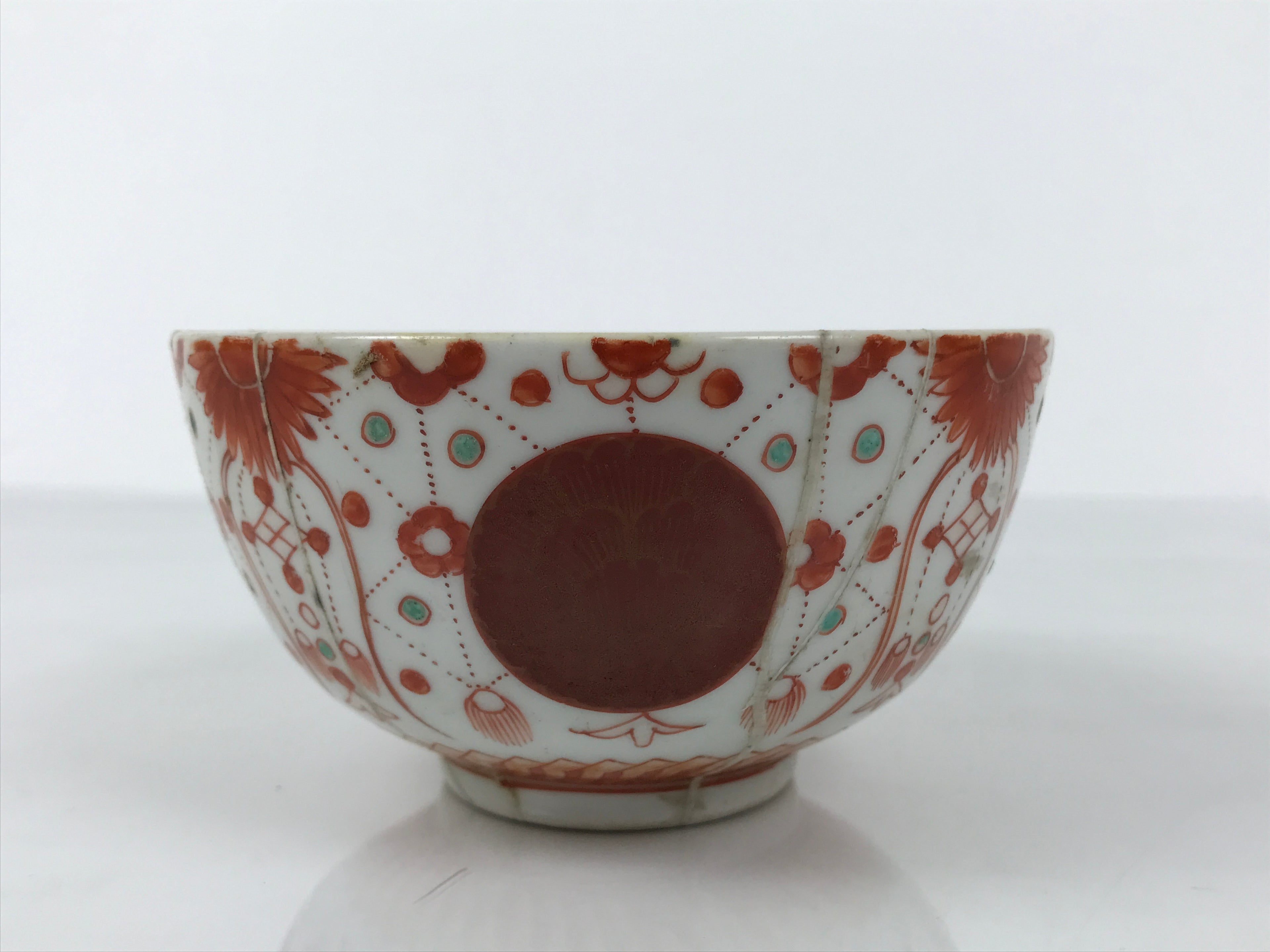 Japanese Porcelain Imari Rice Bowl Owan Akadama Yoraku Red Blue Wabi-Sabi Y483