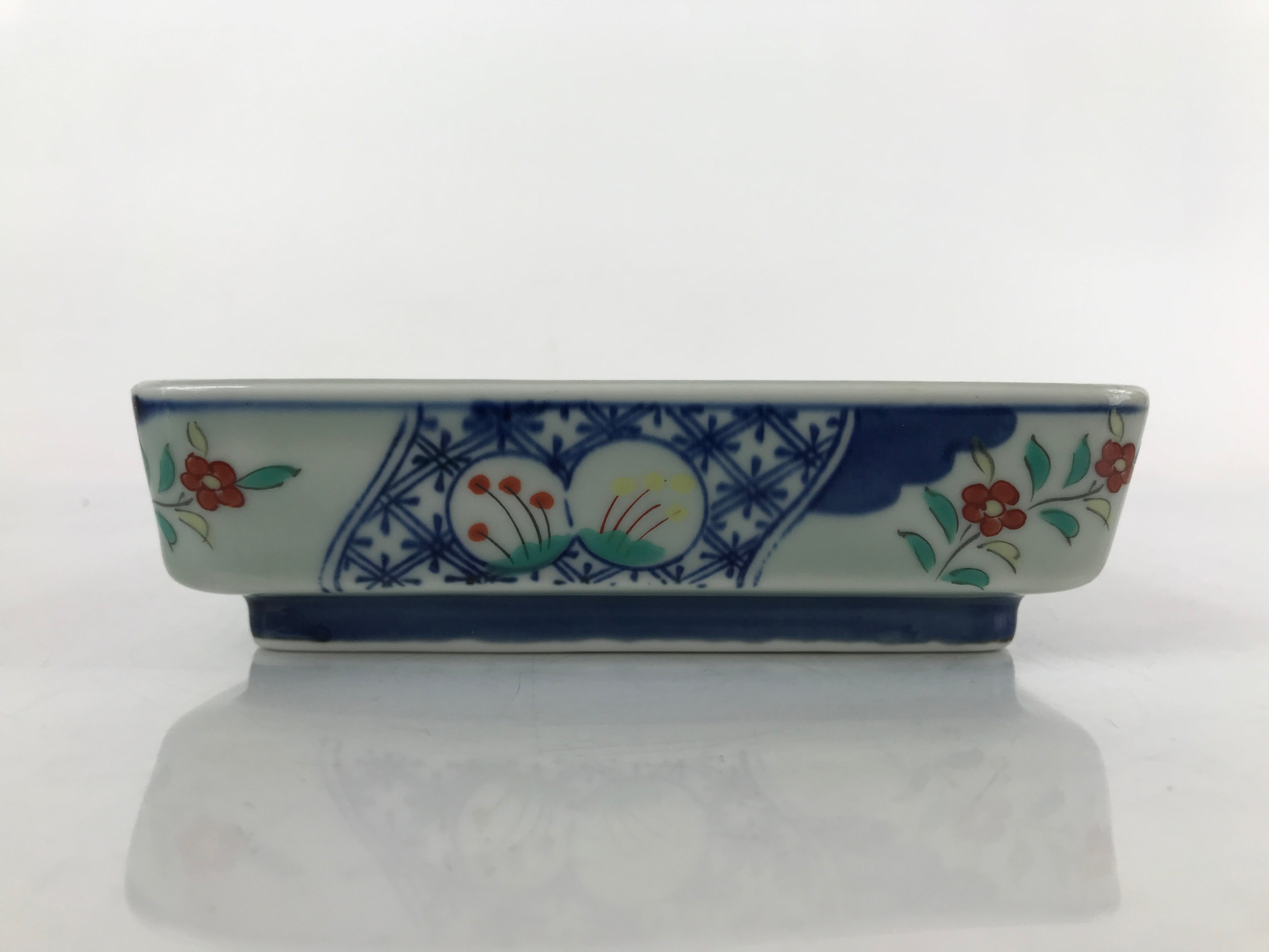 Japanese Porcelain Imari Small Plate Kozara Vtg Sashimi Blue Red Flowers PY927